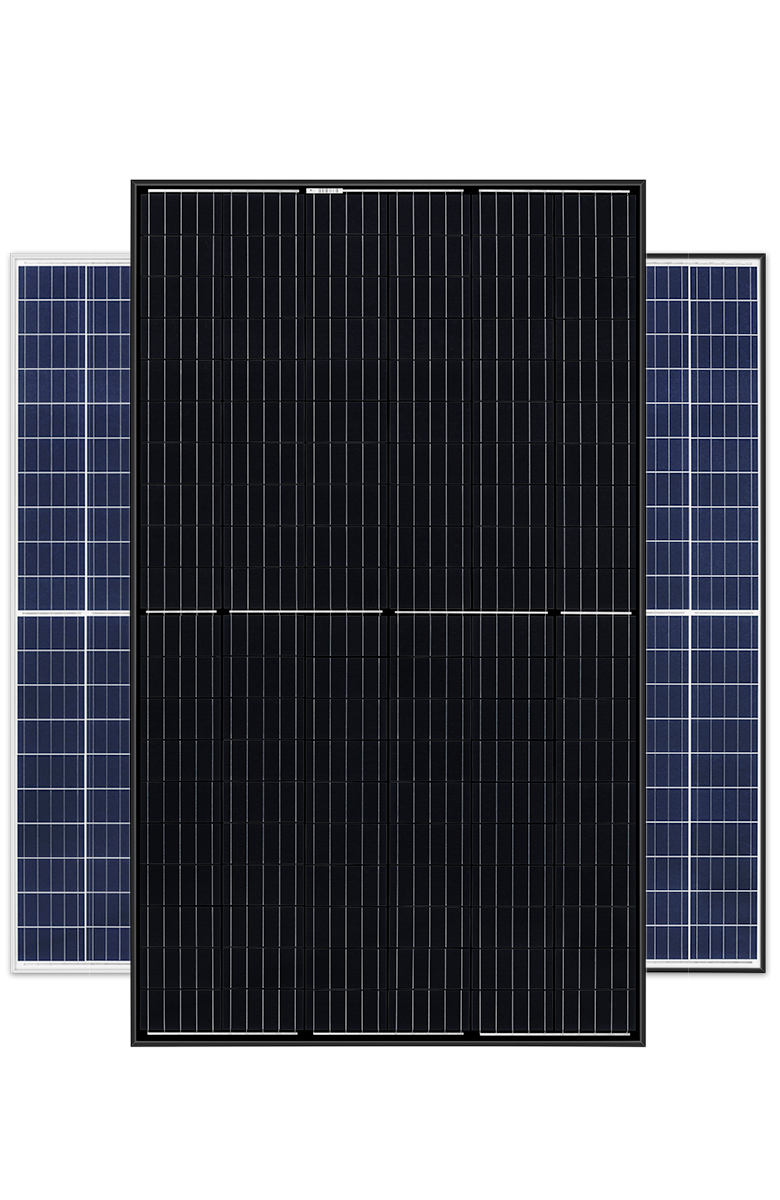 Solar panels on corporate facility with analytics overlay